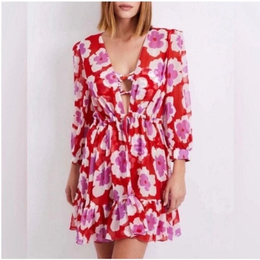 Patbo Windflower Floral Mini Robe Dress NWT